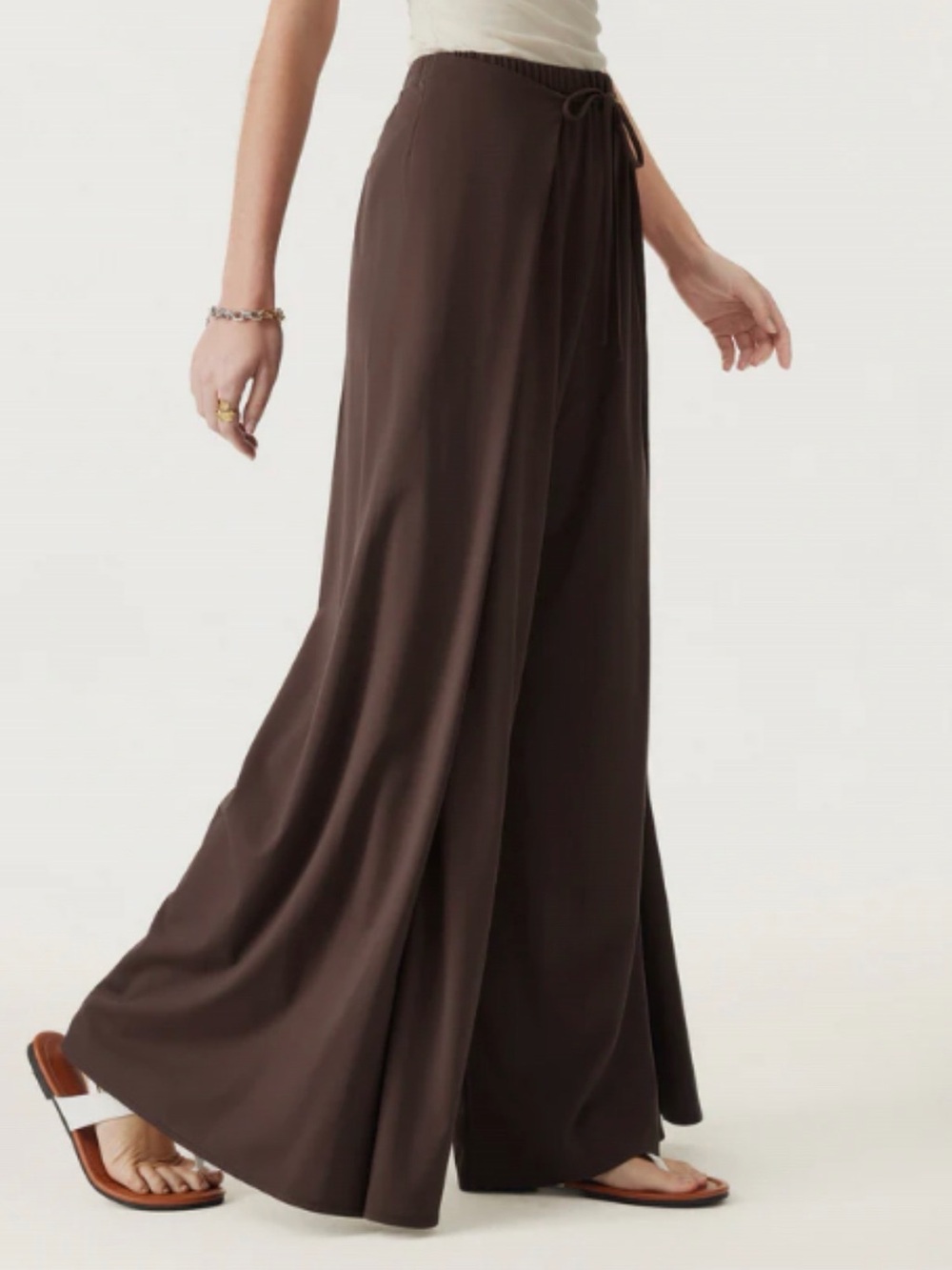 Bamboo Ponte Wrap-tie Palazzo Pant with Pockets MP Light Fig (cool deep purple) - Picture 5 of 8